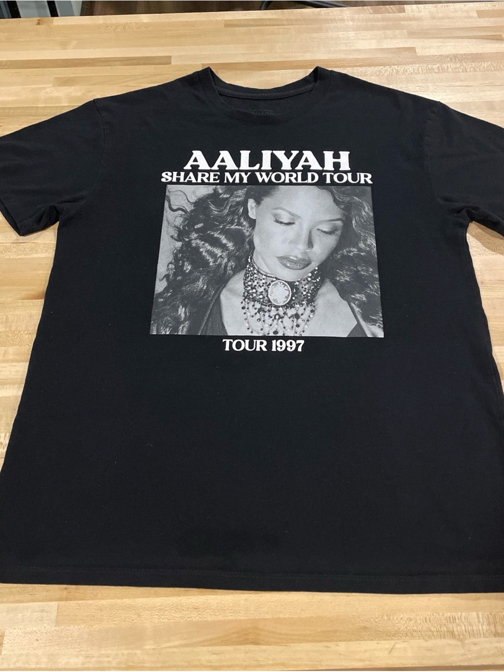 Black Graphic Tour Tee - Share My World Aaliyah 1997 Tour